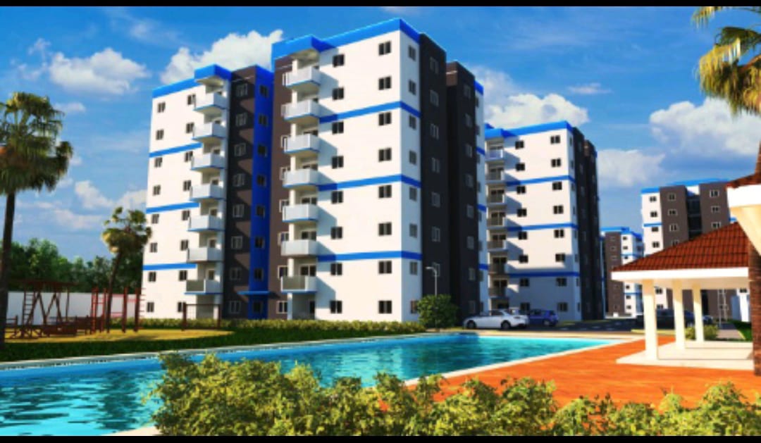 Apartamento Listo en venta primer piso de 3 hab. en torre en Manoguayabo, Santo Domingo Oeste. en República Dominicana