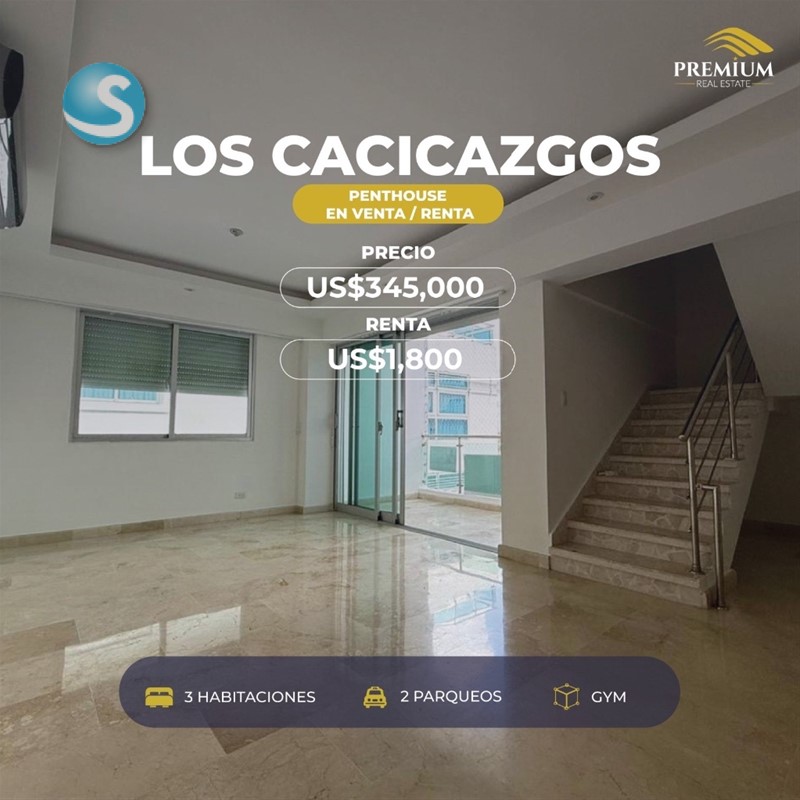 Penthouse en Venta en Los Cacicazgos, 290 m², 2 Estacionamientos en República Dominicana