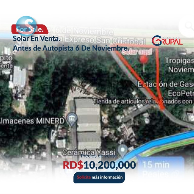 Solar en Venta en Autopista 6 de Noviembre en República Dominicana
