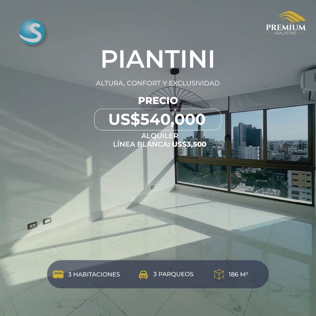 Apartamento en Venta y Alquiler en Piantini, 186 m²
