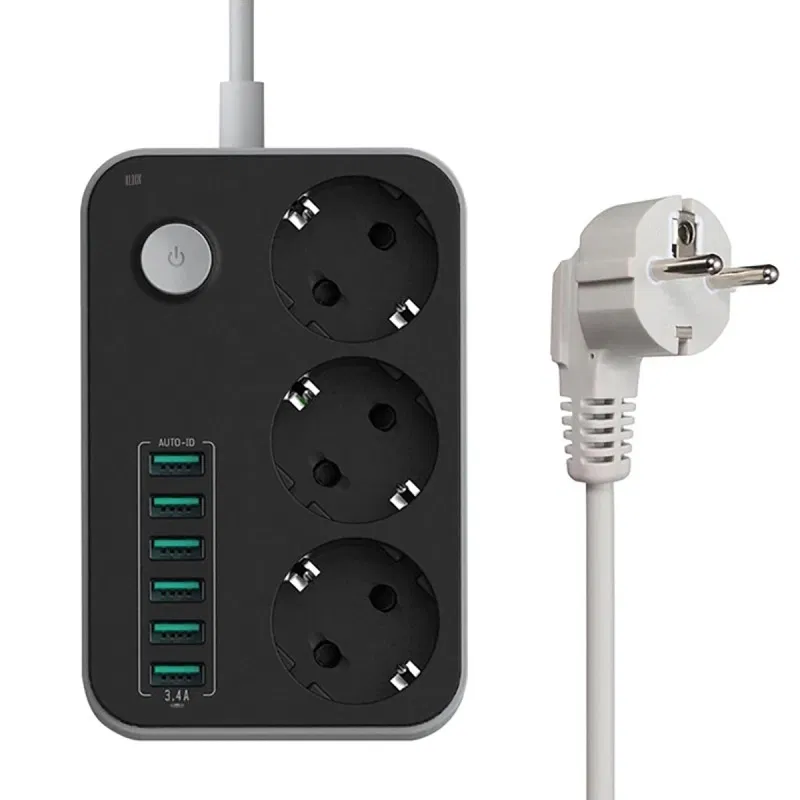 Rudo Star Regleta 6 Tomas 3 USB