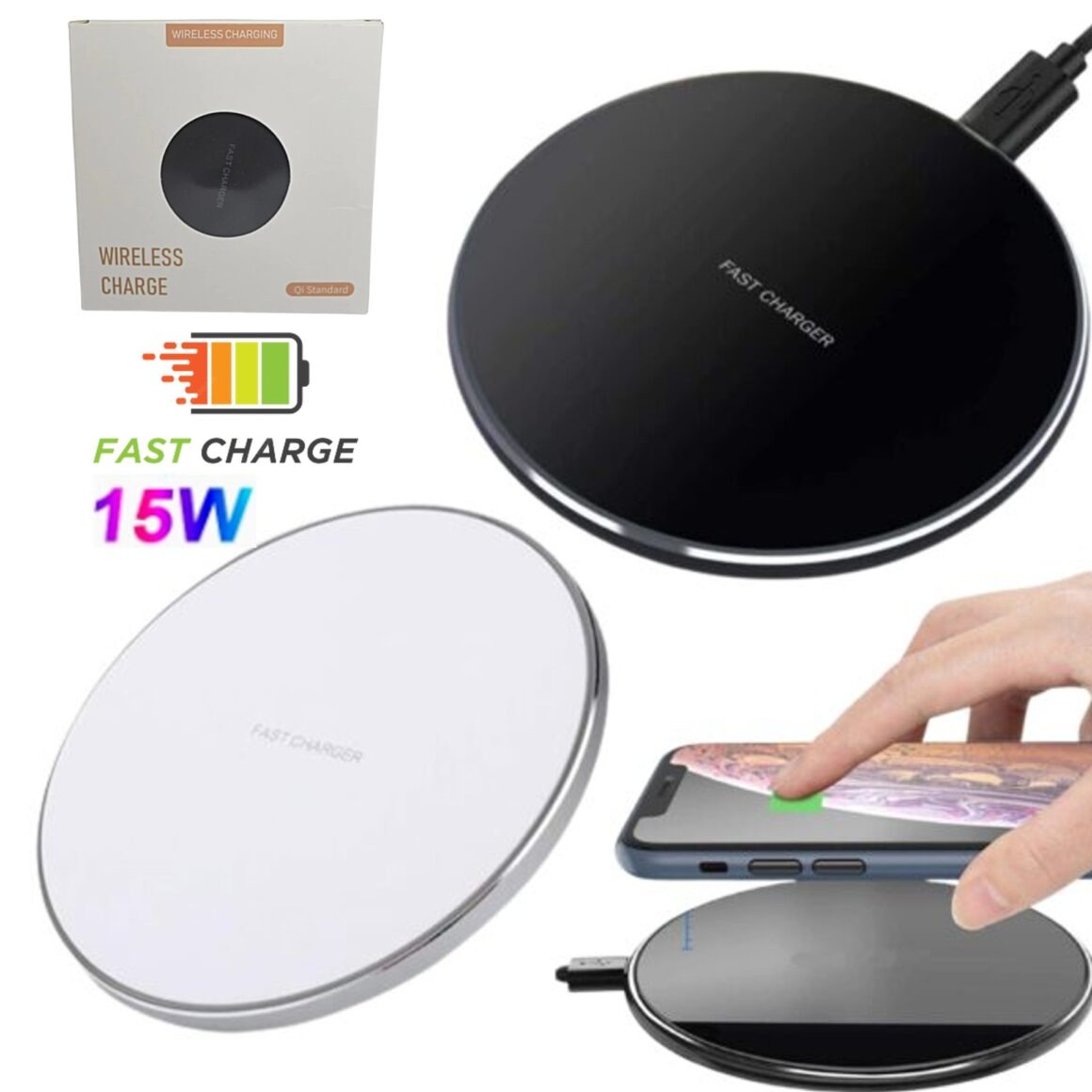 Cargador inalámbrico rápido Qi Fast Charger en República Dominicana