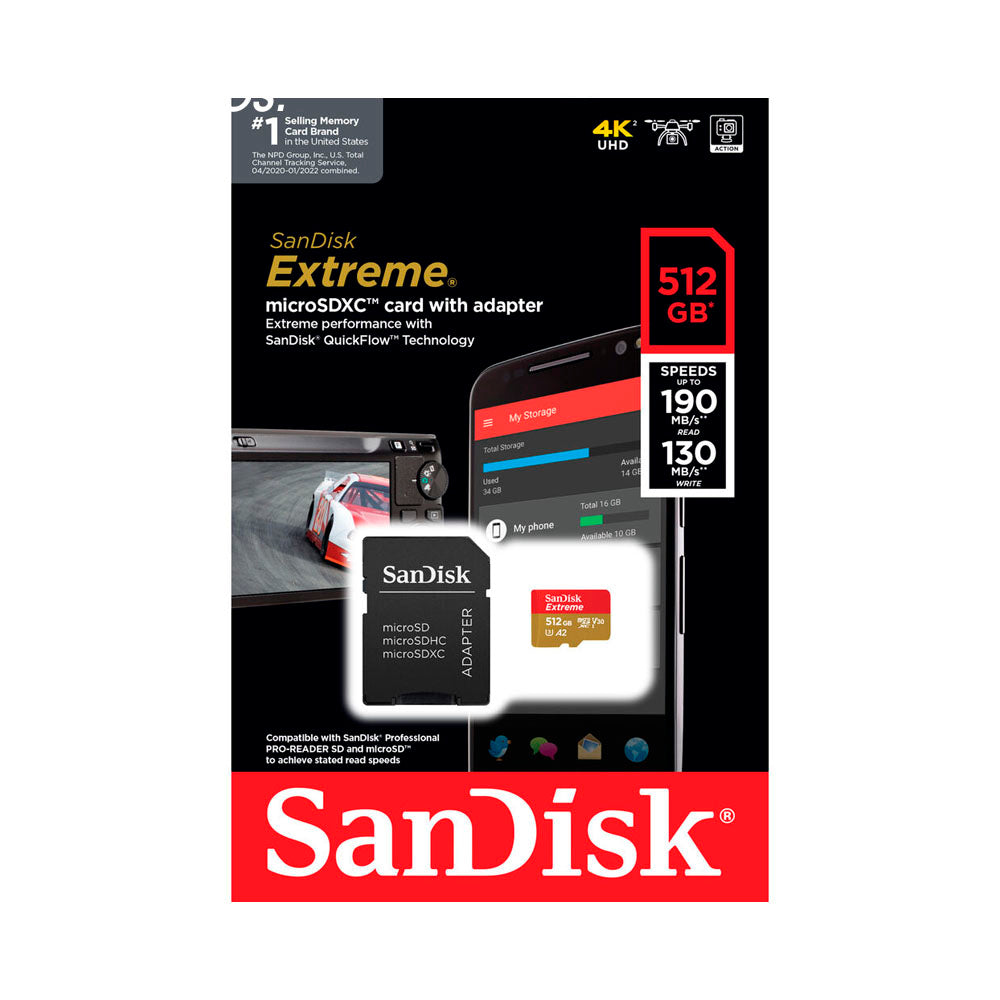SanDisk microSD Extreme 512GB 190 MB/s en República Dominicana