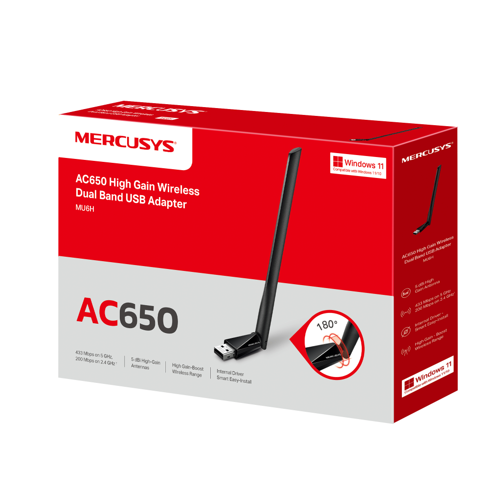 Mercusys MU6H Adaptador USB WiFi 6 AC650
