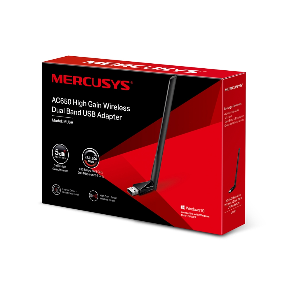 Mercusys MU6H Adaptador USB WiFi 6 AC650 en República Dominicana