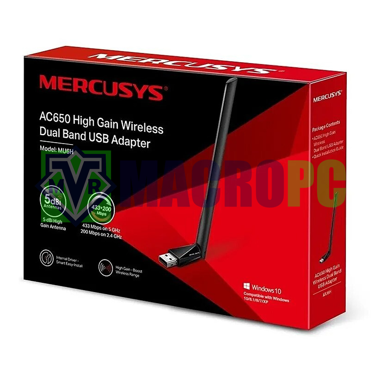 Mercusys MU6H Adaptador USB WiFi 6 AC650 en República Dominicana
