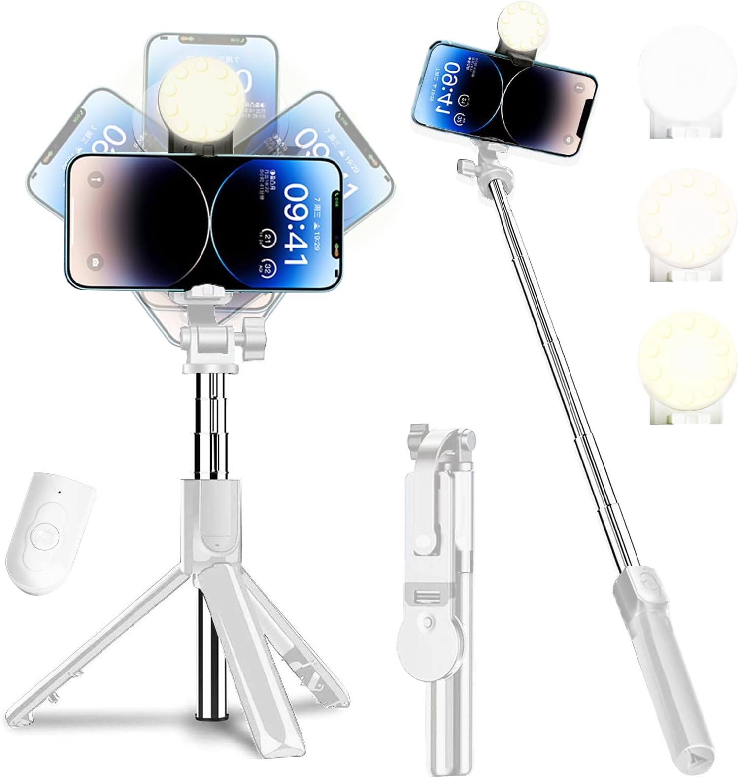 Selfie Stick Trípode con Luces LED Bluetooth en República Dominicana
