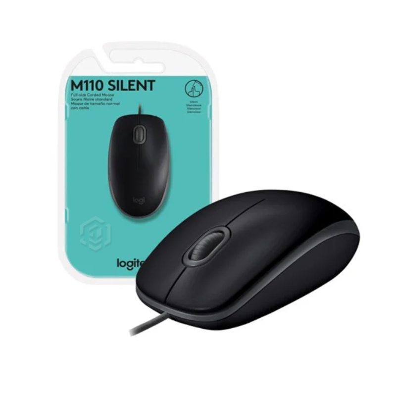 Logitech M110 Ratón Negro Silencioso Alámbrico