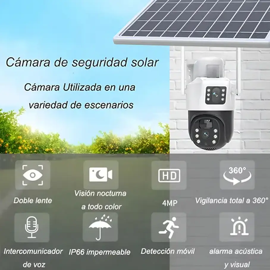 Cámara WiFi 4MP Doble Lente Exterior Gira 360 en República Dominicana