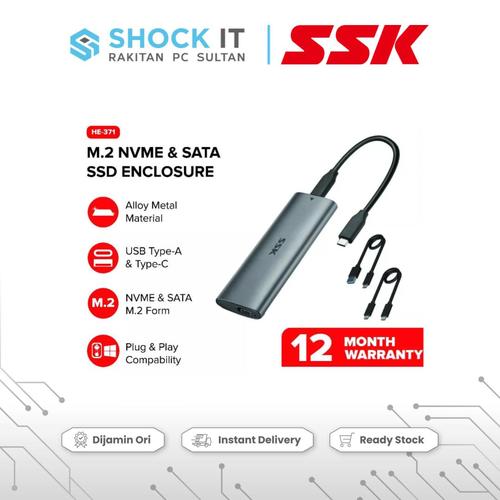 SSK HEC371 Carcasa NVMe y SATA en República Dominicana
