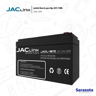Jaclink Batería Recargable 12V 7Ah JACL1270 en República Dominicana
