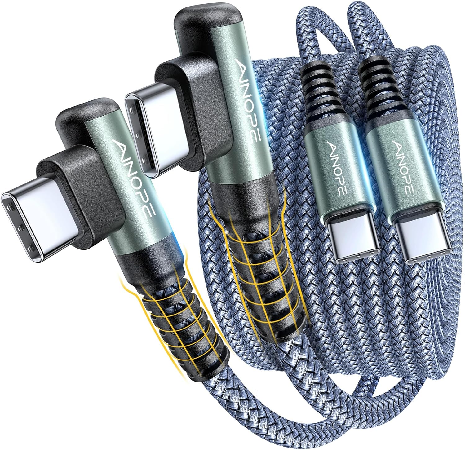 Ainope Cable USB a USB-C Trenzado Ángulo en República Dominicana