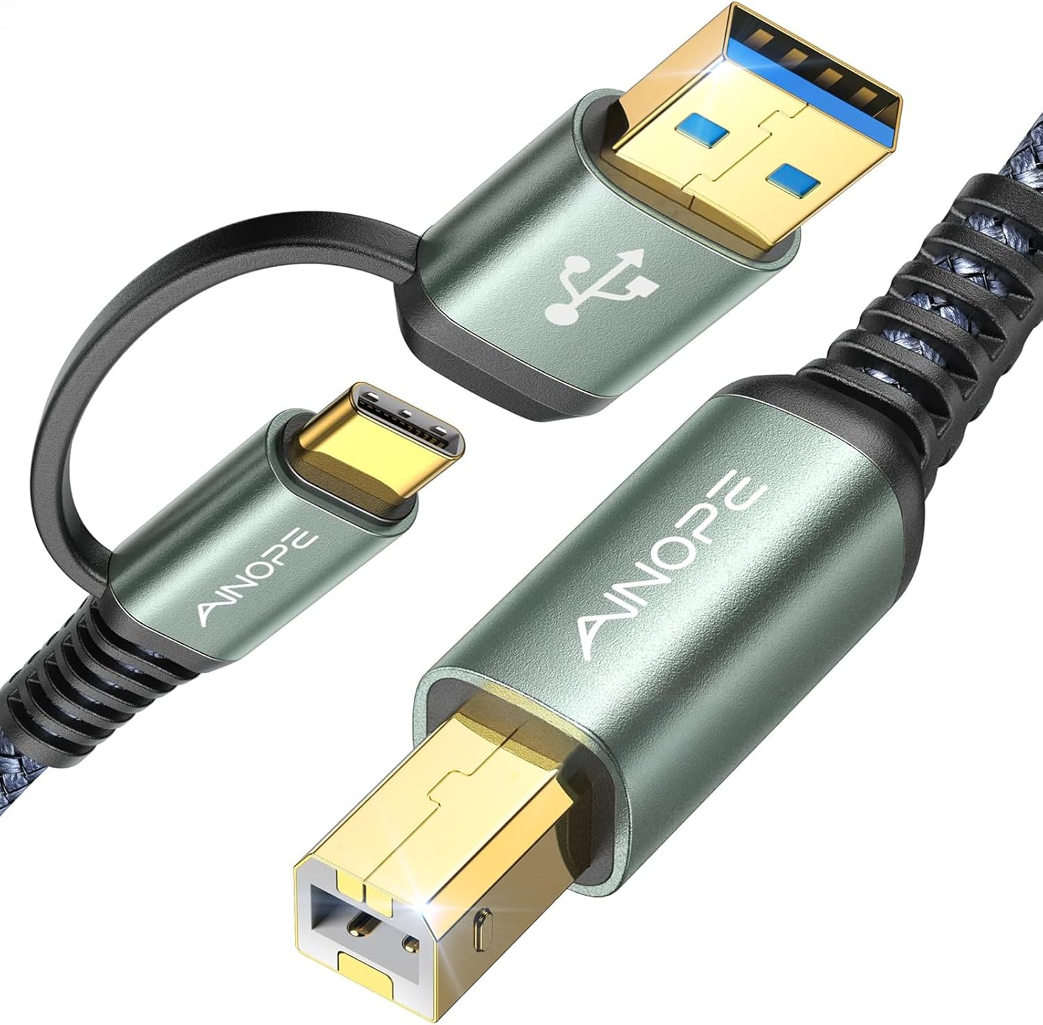Ainope Cable USB-C a USB-B Trenzado