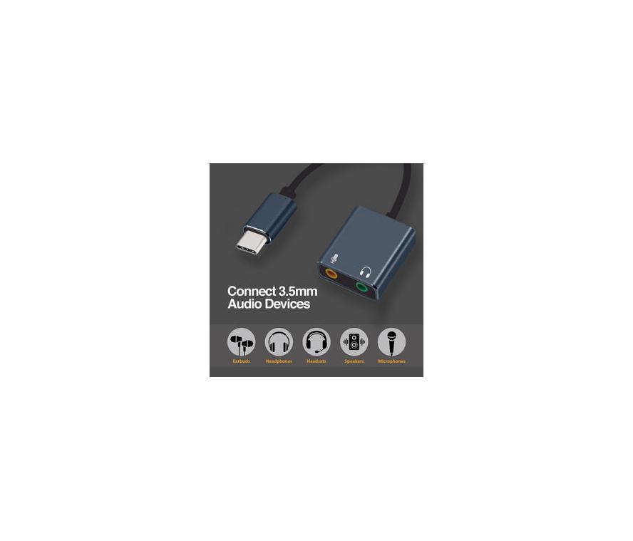 Adaptador USB Tipo C Argom a salida estéreo