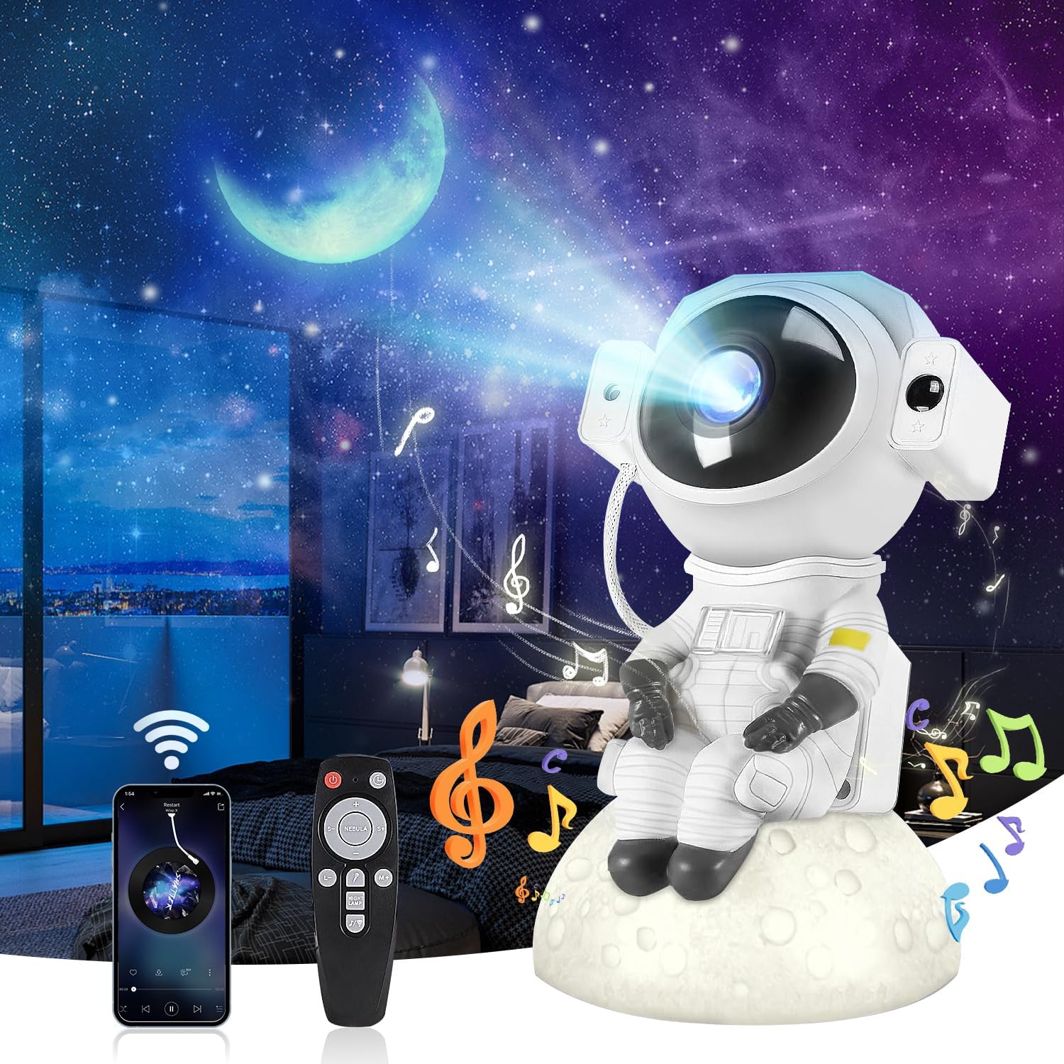 Astronauta Proyector Galaxia Bluetooth Bocina
