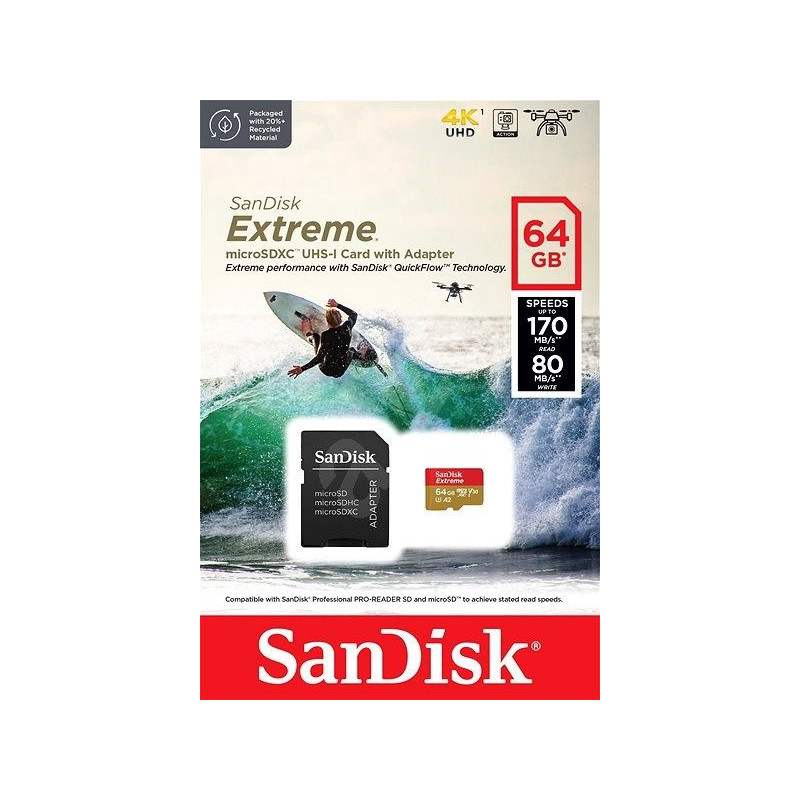 SanDisk microSD Extreme 64GB velocidad 170MB/s