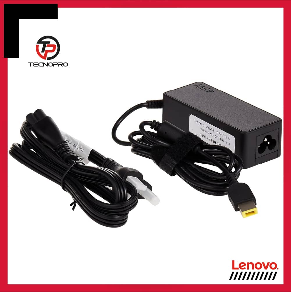 Lenovo Cargador 45W Conector Rectangular en República Dominicana