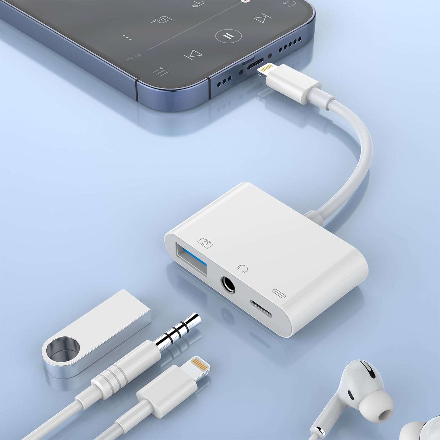 Adaptador de audio auxiliar Apple iPhone iPad