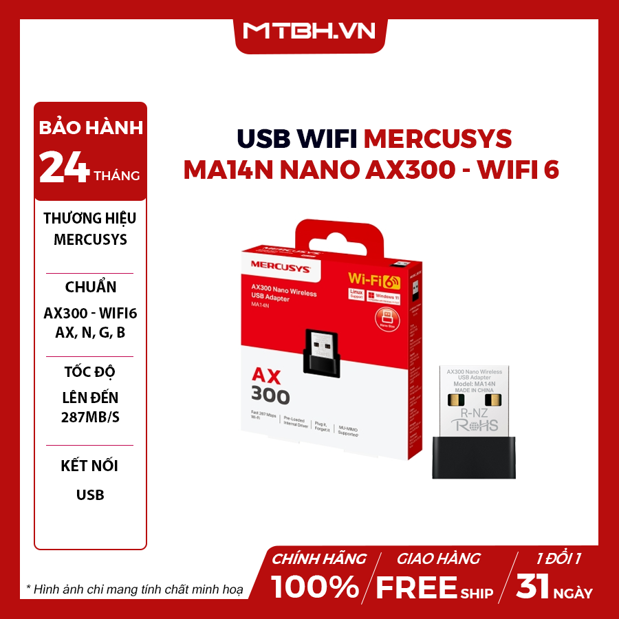Mercusys Adaptador USB WiFi 6 MA14N en República Dominicana