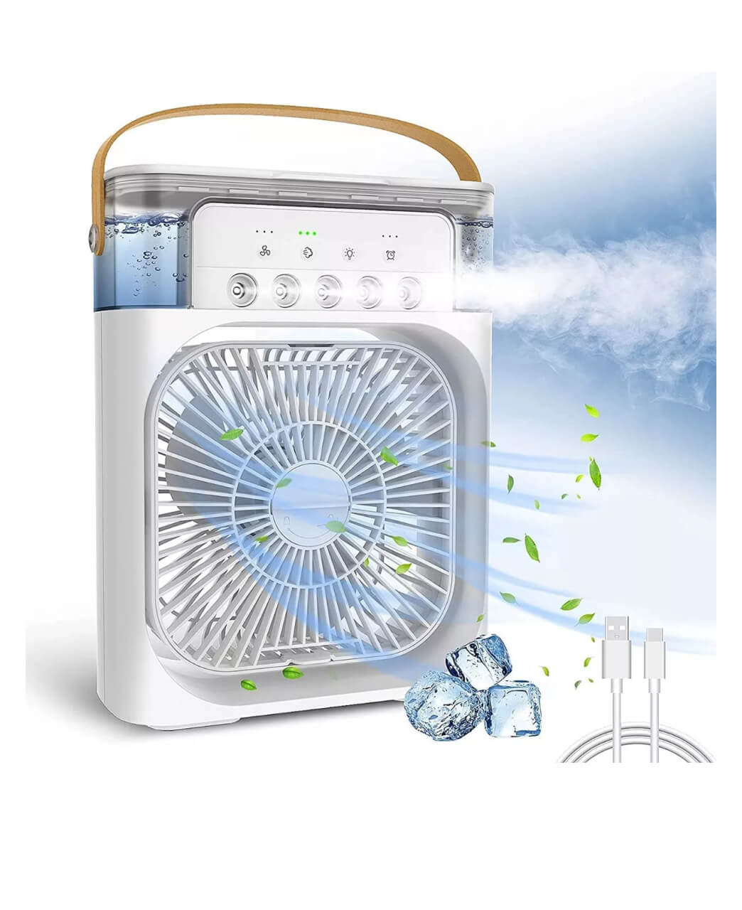Ventilador portátil con función de aire acondicionado