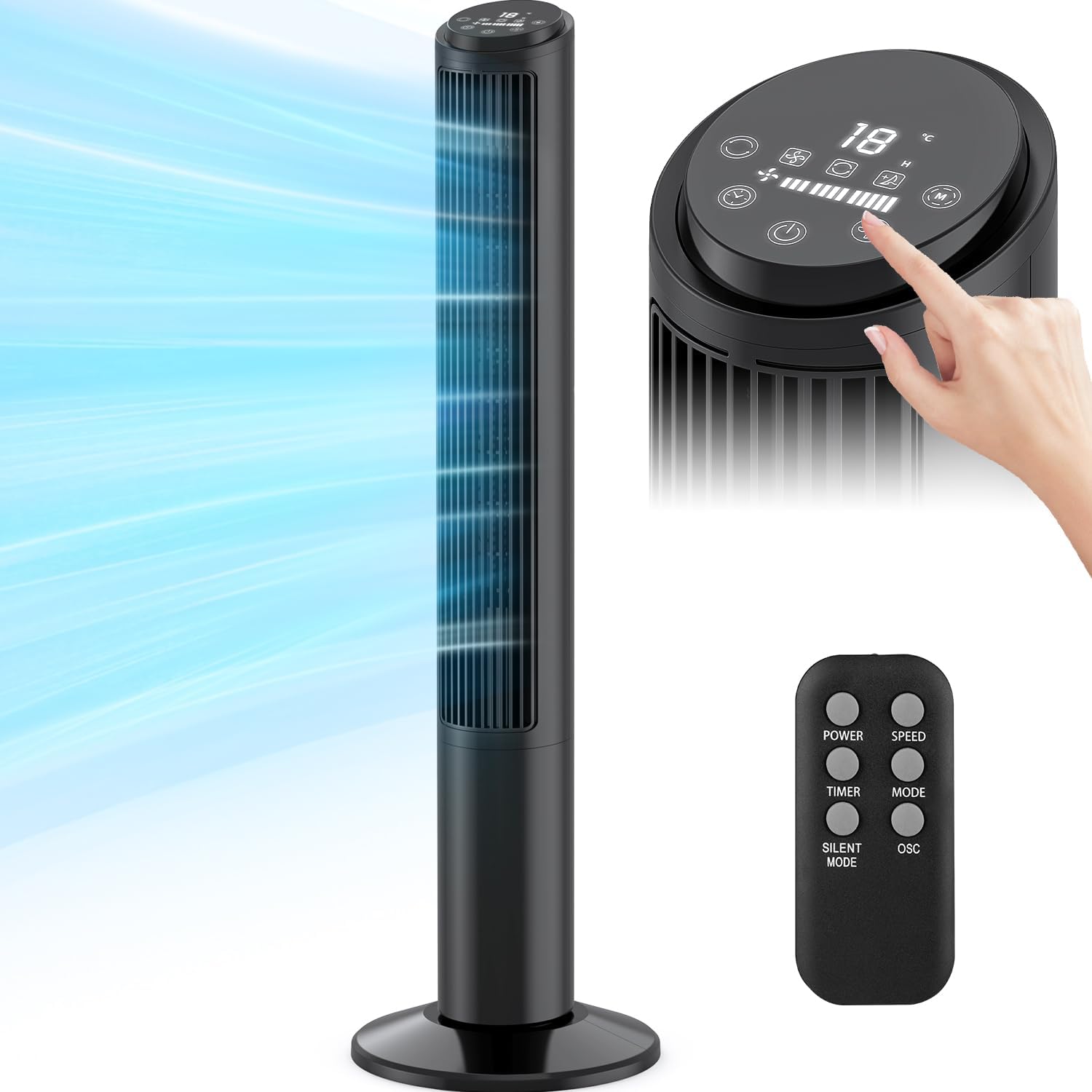 Ventilador torre D. World con control remoto en República Dominicana