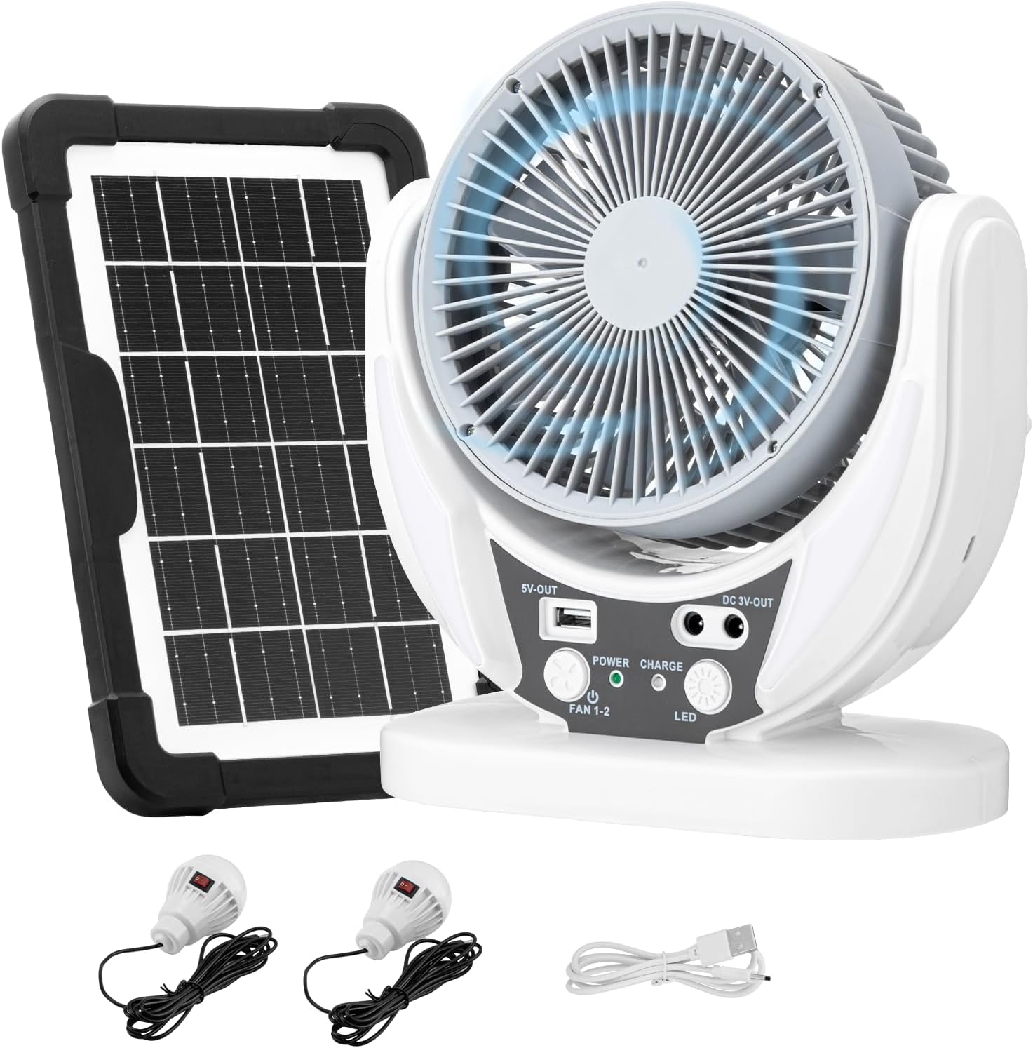 Ventilador solar recargable, perfecto para cortes de energía en República Dominicana