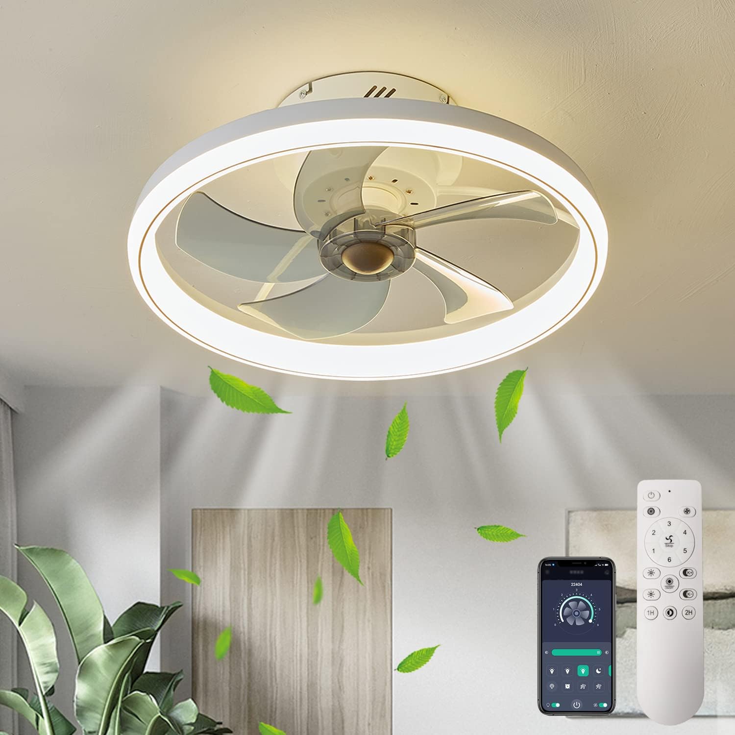 Ventilador de techo Designers con luz integrada en excelente estado