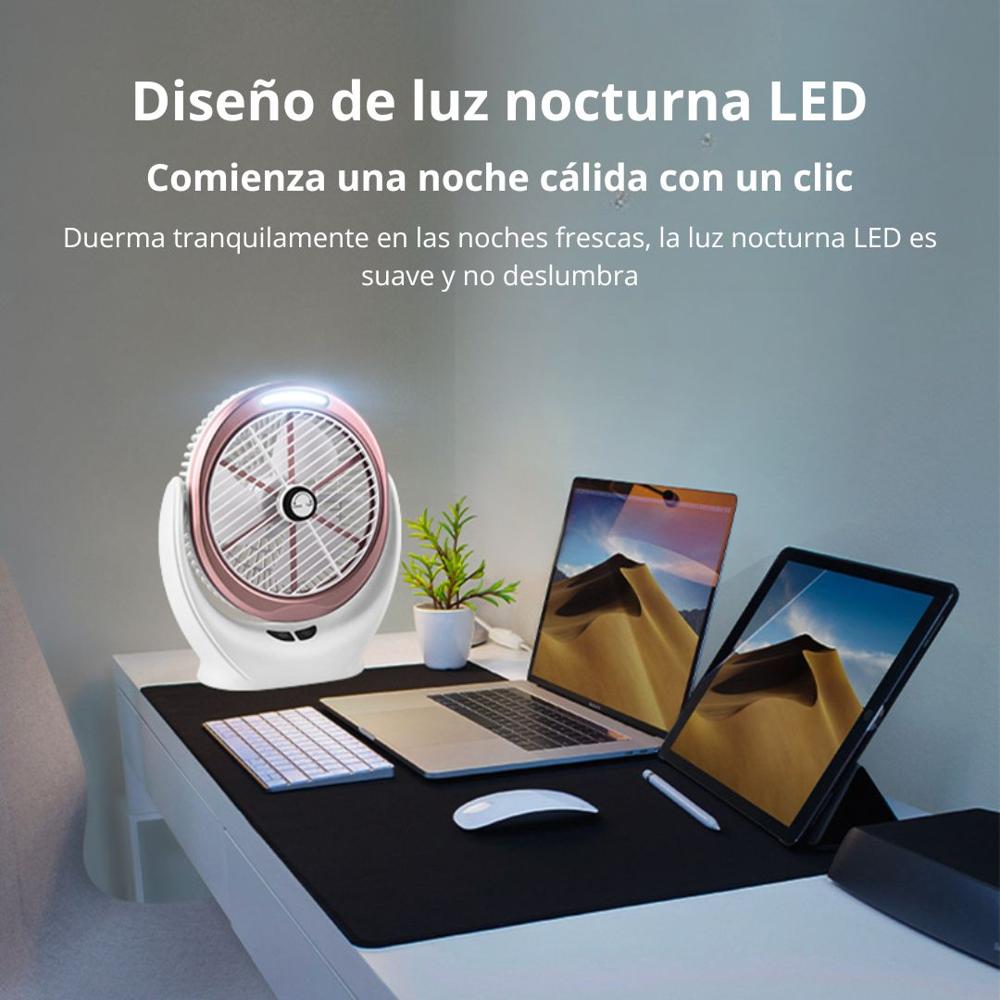 Ventilador recargable KC5811 con luz integrada en República Dominicana