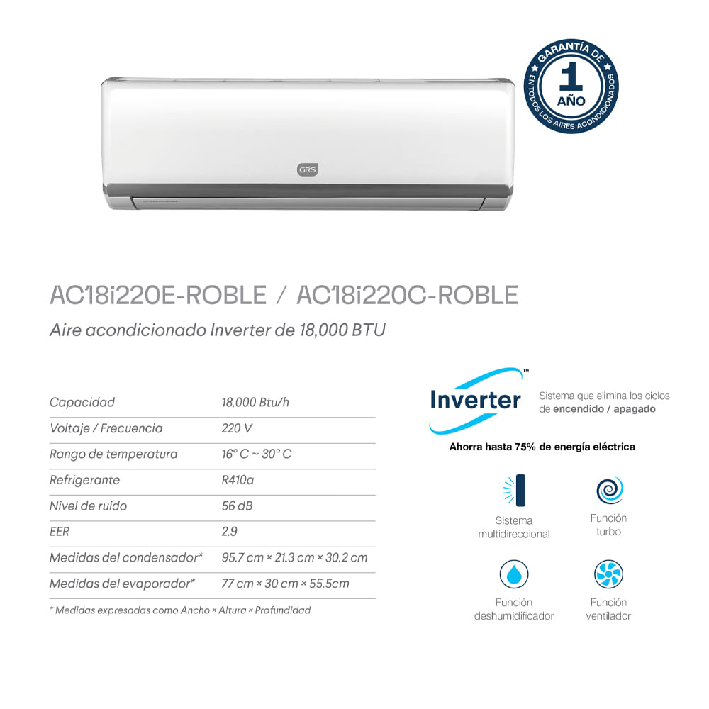 Aire acondicionado NVERTER 18 BTU con eficiencia 18 NUE en República Dominicana