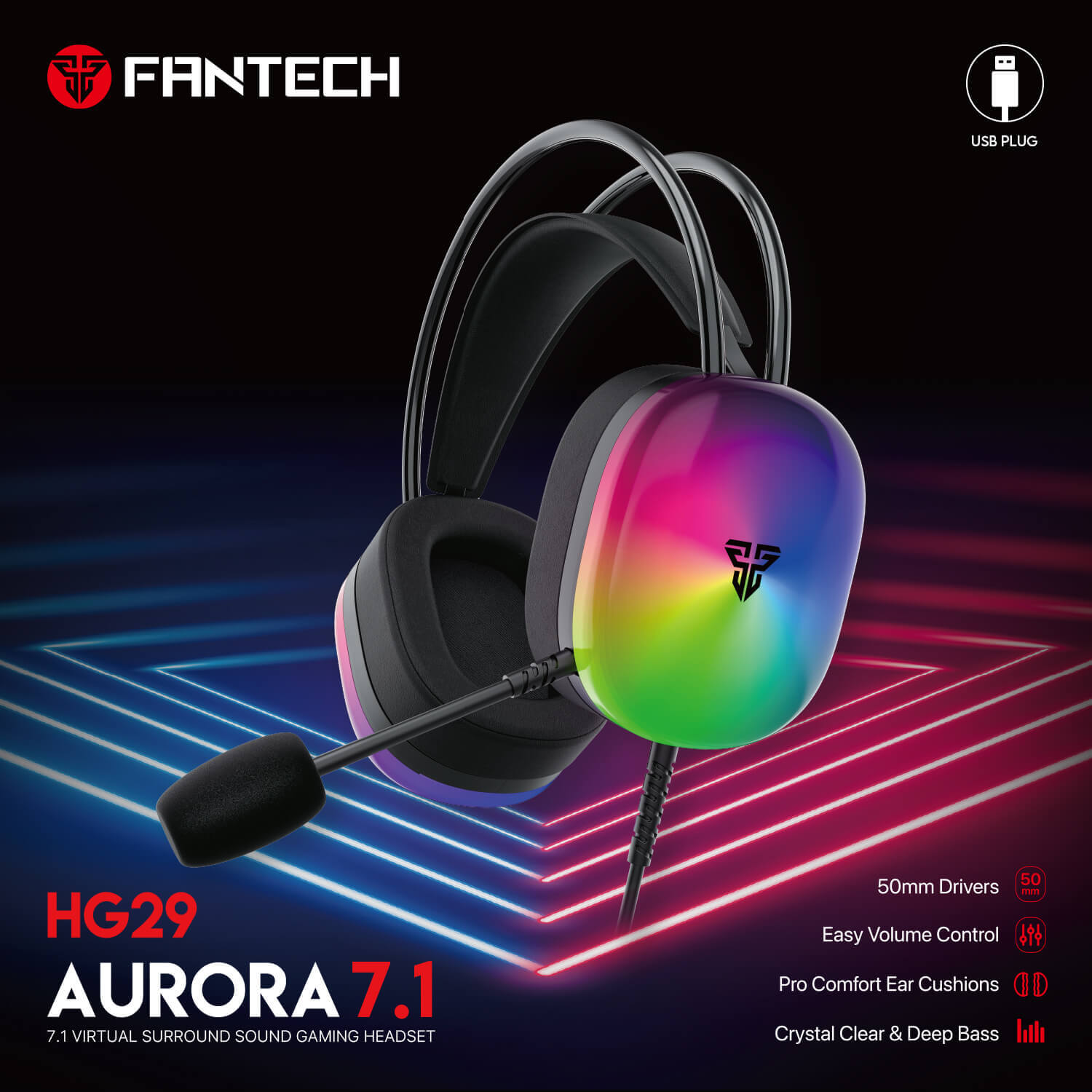 Fantech Pro Gaming Audífono 7.1 Surround en República Dominicana