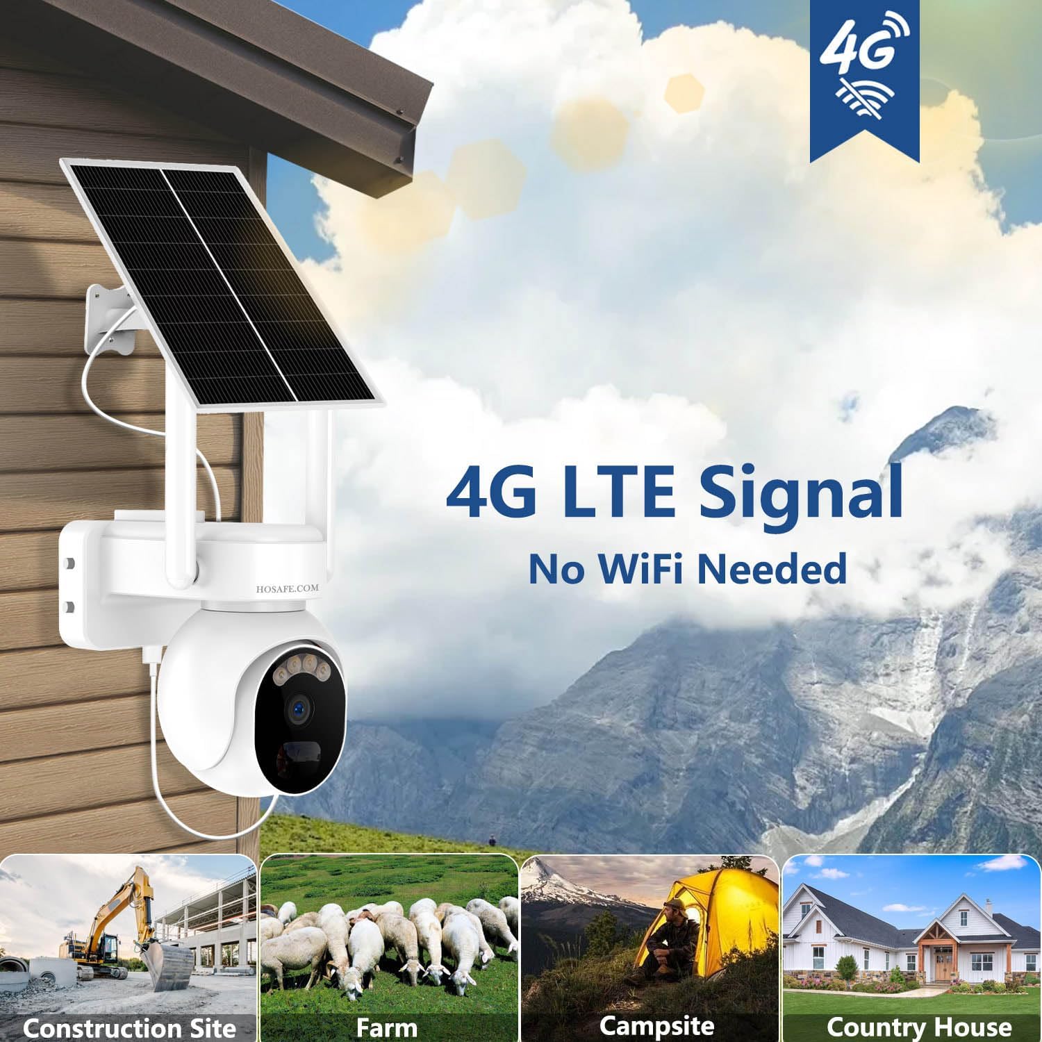 Cámara Solar 4G LTE Seguridad Batería 9000