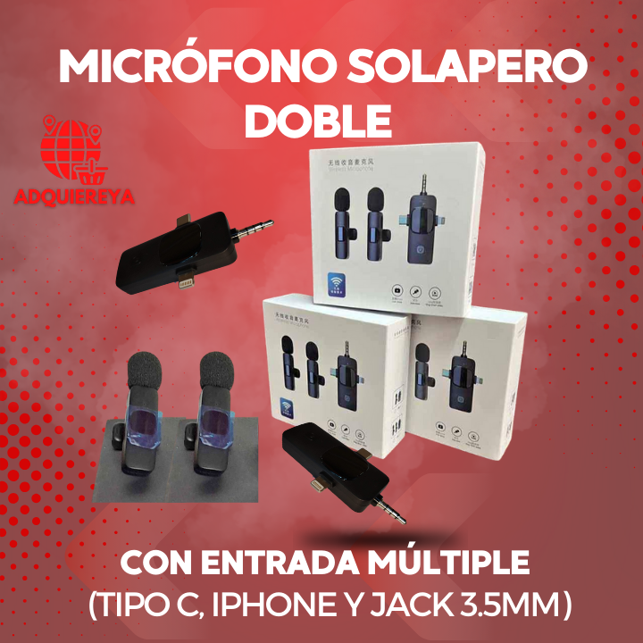 Micrófono doble con triple entrada