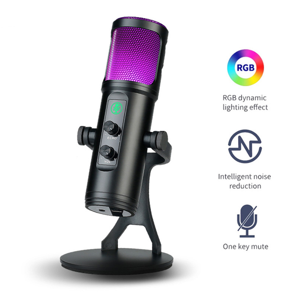 Micrófono RGB con base ajustable en República Dominicana