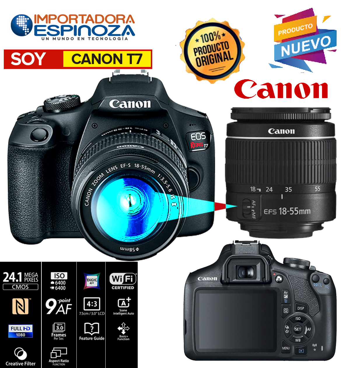 Canon Rebel T7 cámara con WiFi en República Dominicana