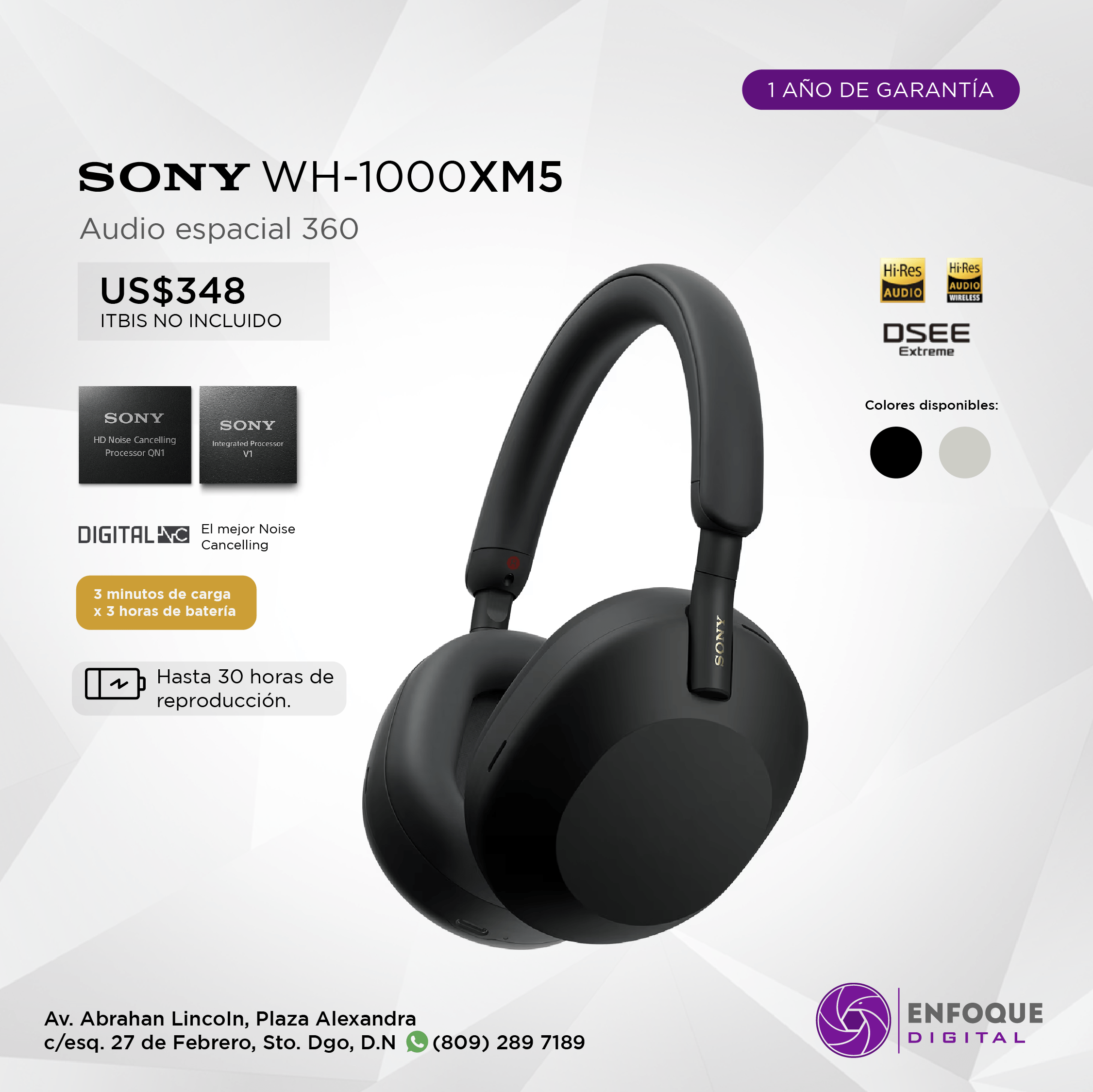 Sony WH1000XM5 Auriculares Cancelación Ruido en República Dominicana