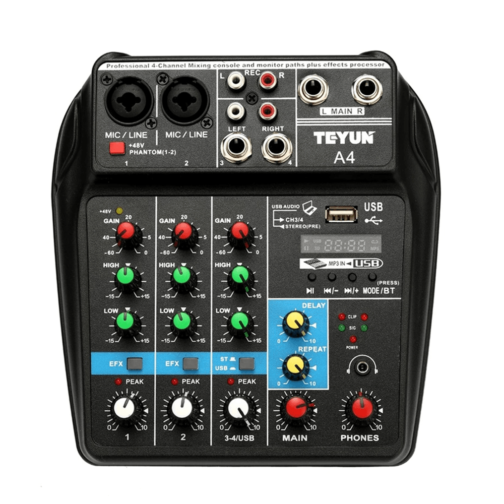 Teyun A4 Mezcladora de Audio 4 Canales