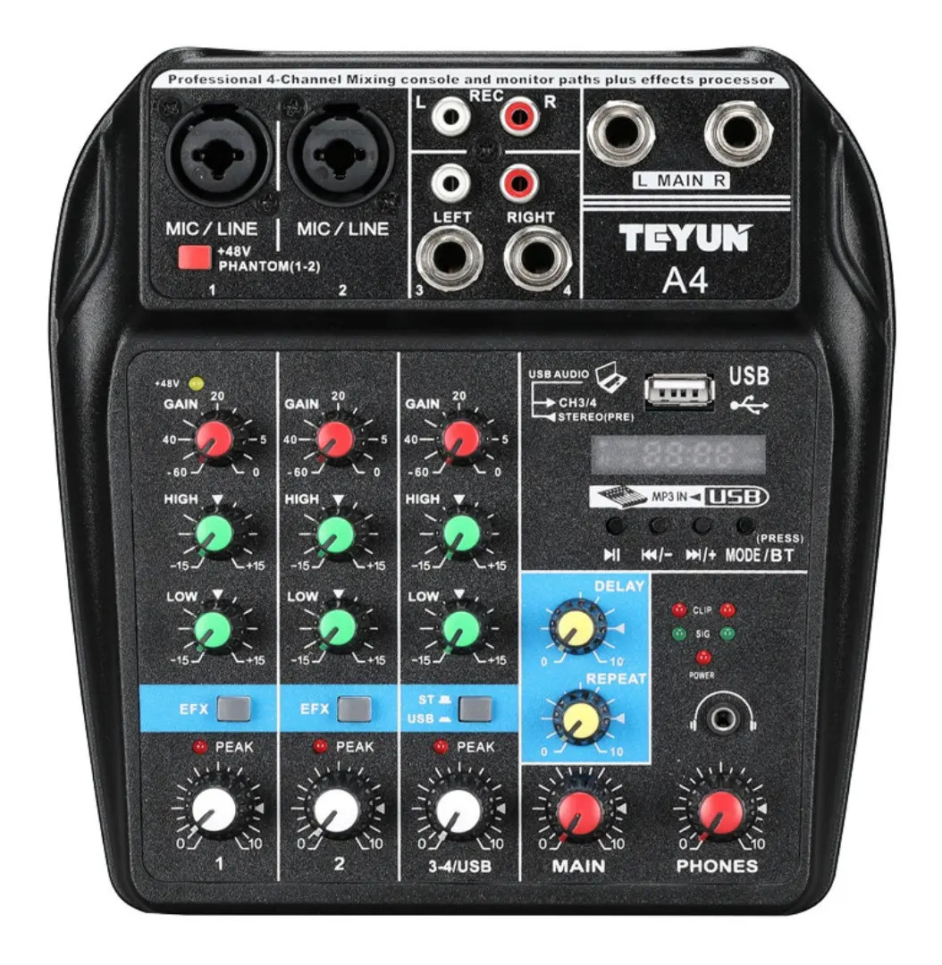 Teyun A4 Mezcladora de Audio 4 Canales en República Dominicana