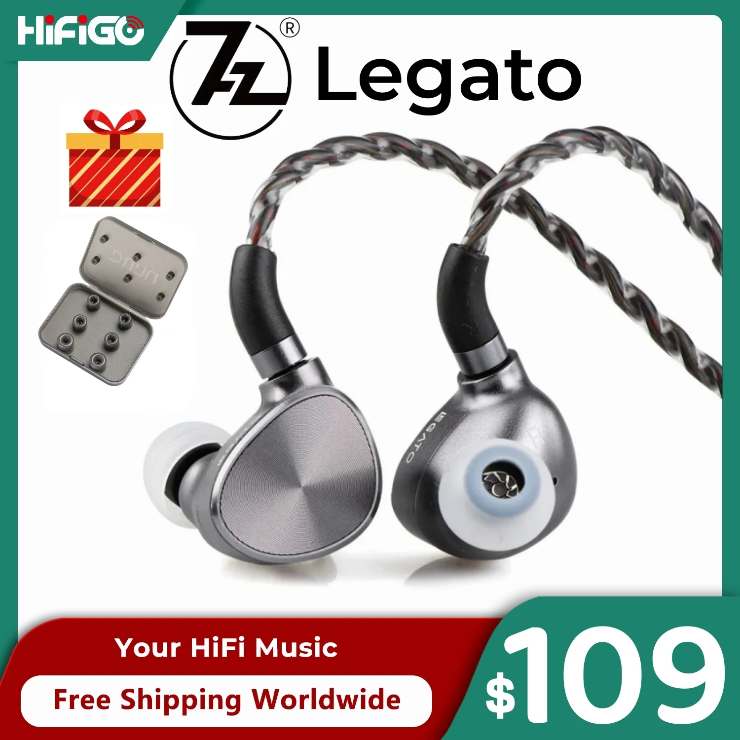 7Hz Legato Audífono IEM Basshead 2 Pines