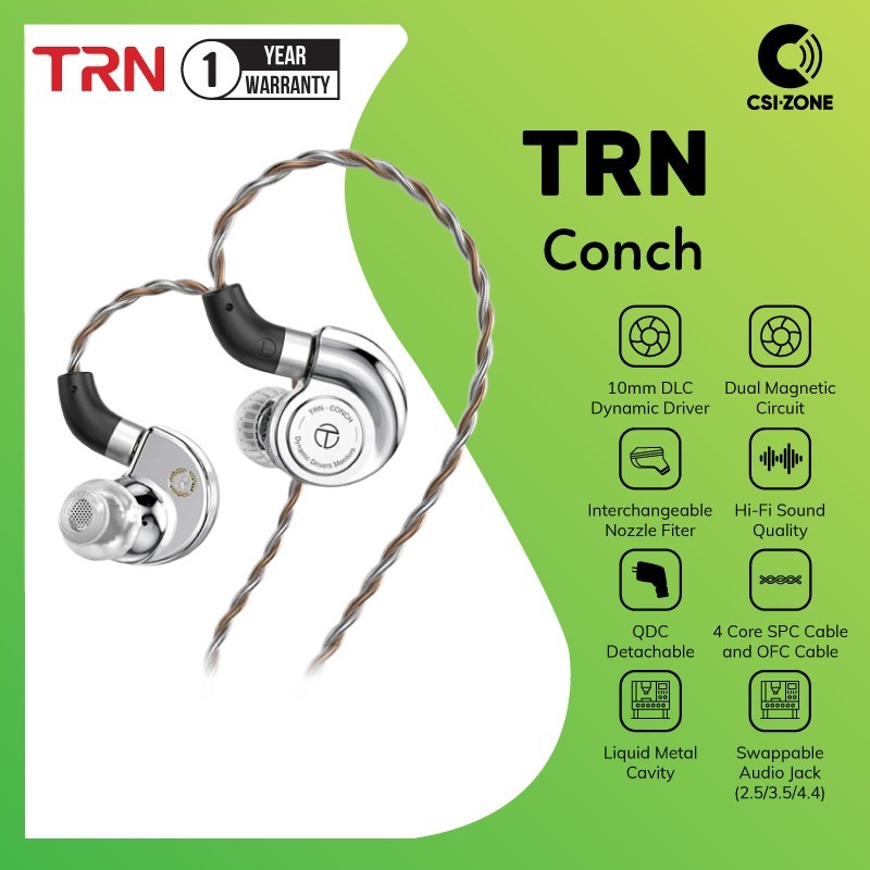 TRN Conch Auriculares IEM Monitor In Ear 10mm DD