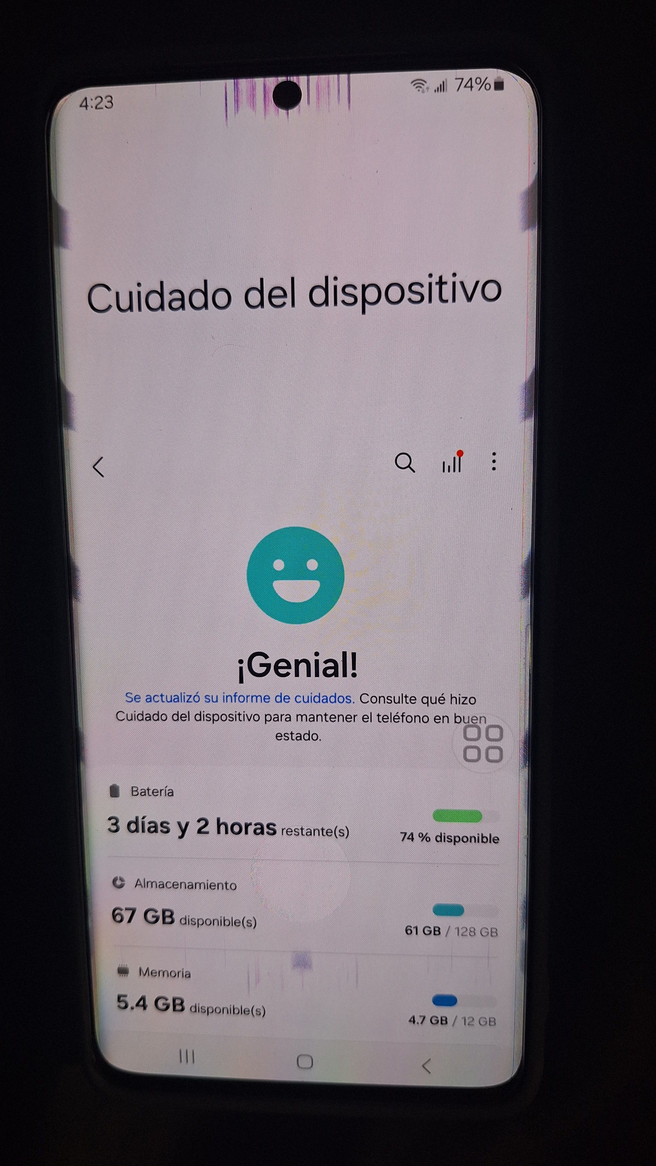 Samsung S21 Ultra 5G pantalla con rayas