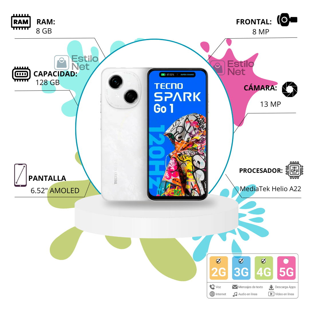 Tecno Spark Go 1 2025 Smartphone 8GB RAM en República Dominicana