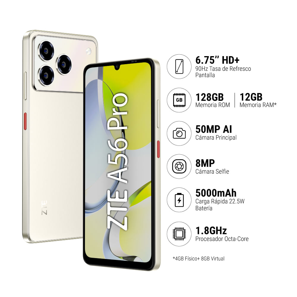 ZTE Blade A56 Pro Smartphone 128GB 12GB RAM en República Dominicana