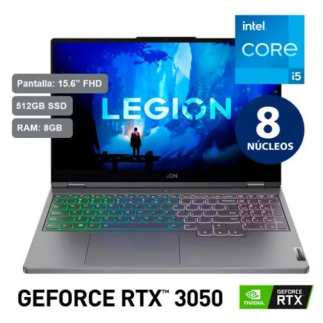Portátil Lenovo Legion 5 i5-11400H, 512GB SSD, 8GB RAM, RTX 3050, Sellado en República Dominicana