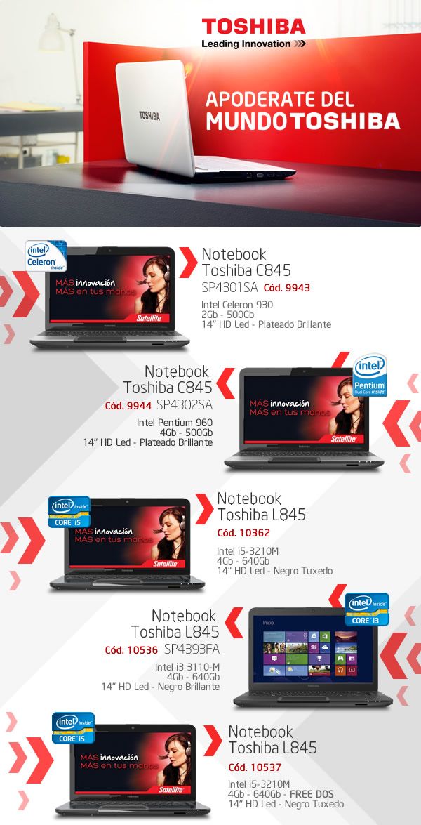 Portátiles Toshiba, Dell y Fujitsu con procesador i5 y memoria DDR3 en República Dominicana