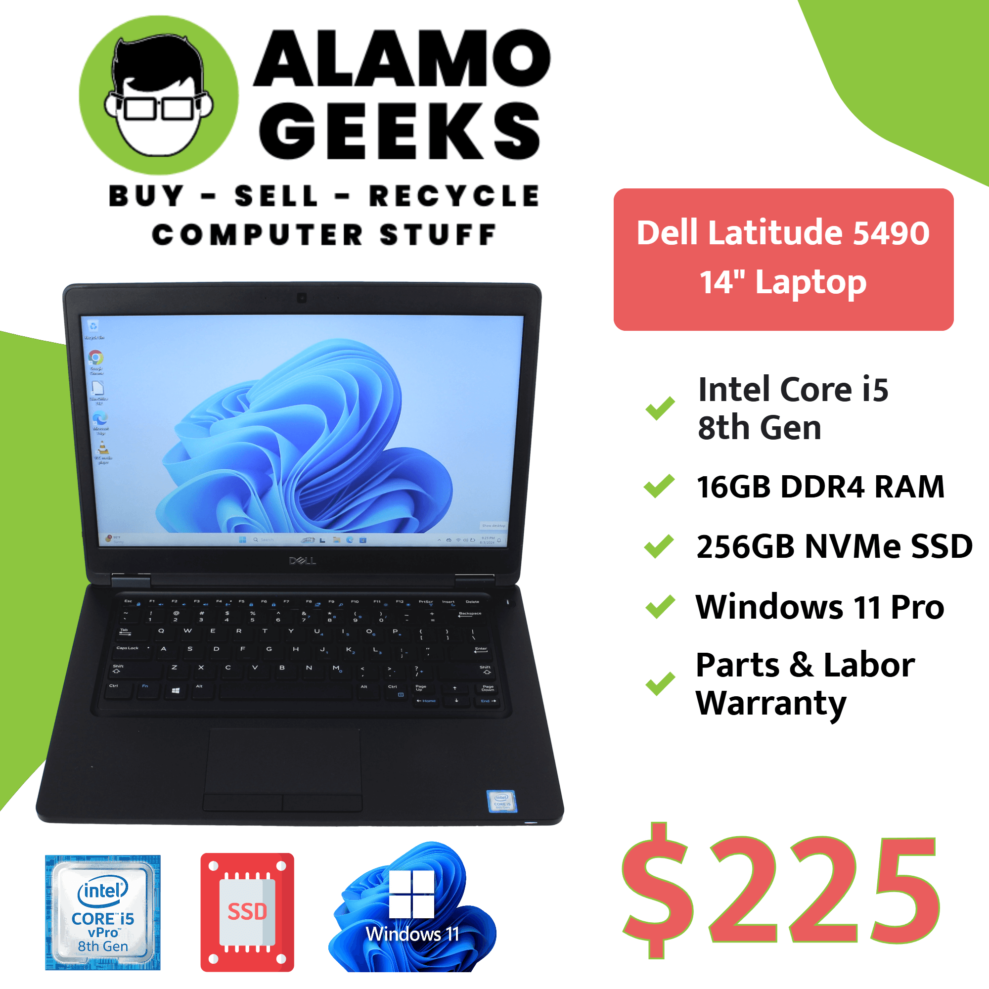 Laptop Dell Inspiron i5 2.6GHz 16GB RAM 256GB SSD M.2 NVMe 5490