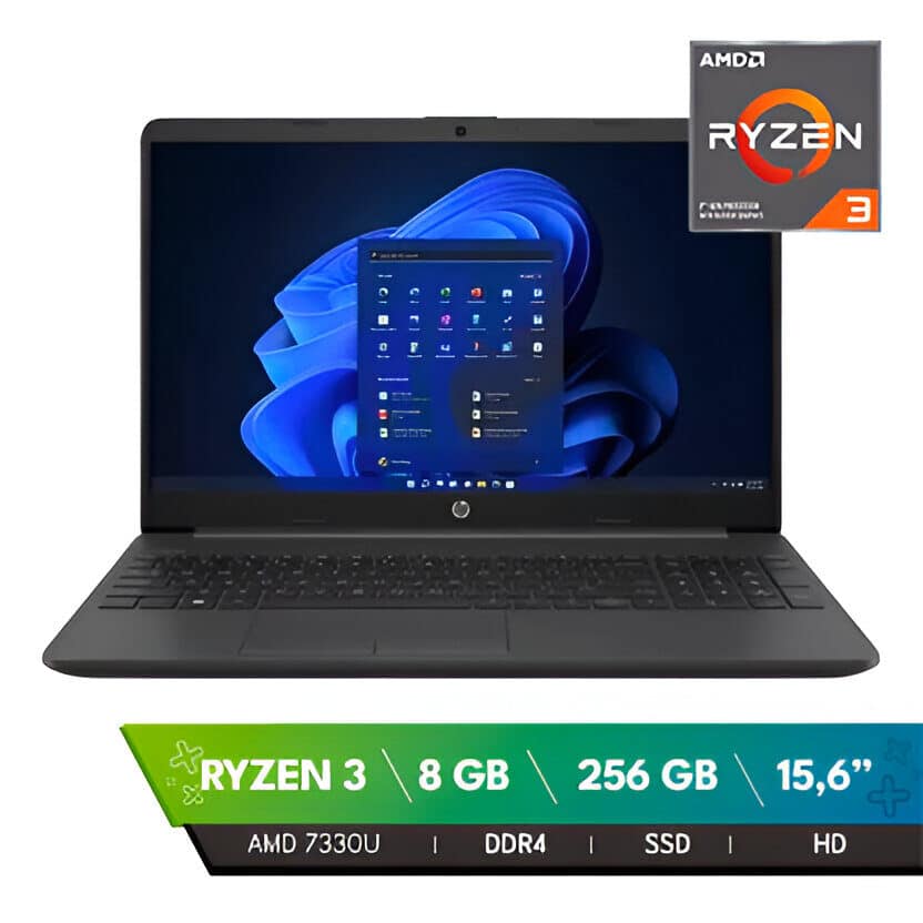 Portátil HP 15FC0383 con 8GB RAM, SSD 256GB y pantalla de 15.6" Ryzen 3 7ª generación en República Dominicana