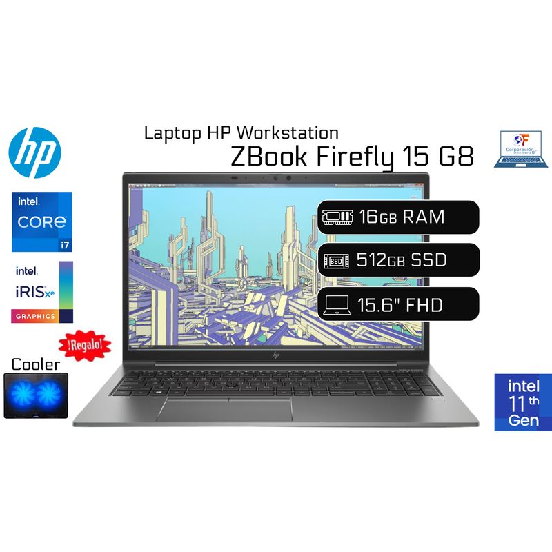Portátil HP ZBook Firefly G8 i7 con 16GB RAM, SSD 512GB y NVIDIA, pantalla 14"
