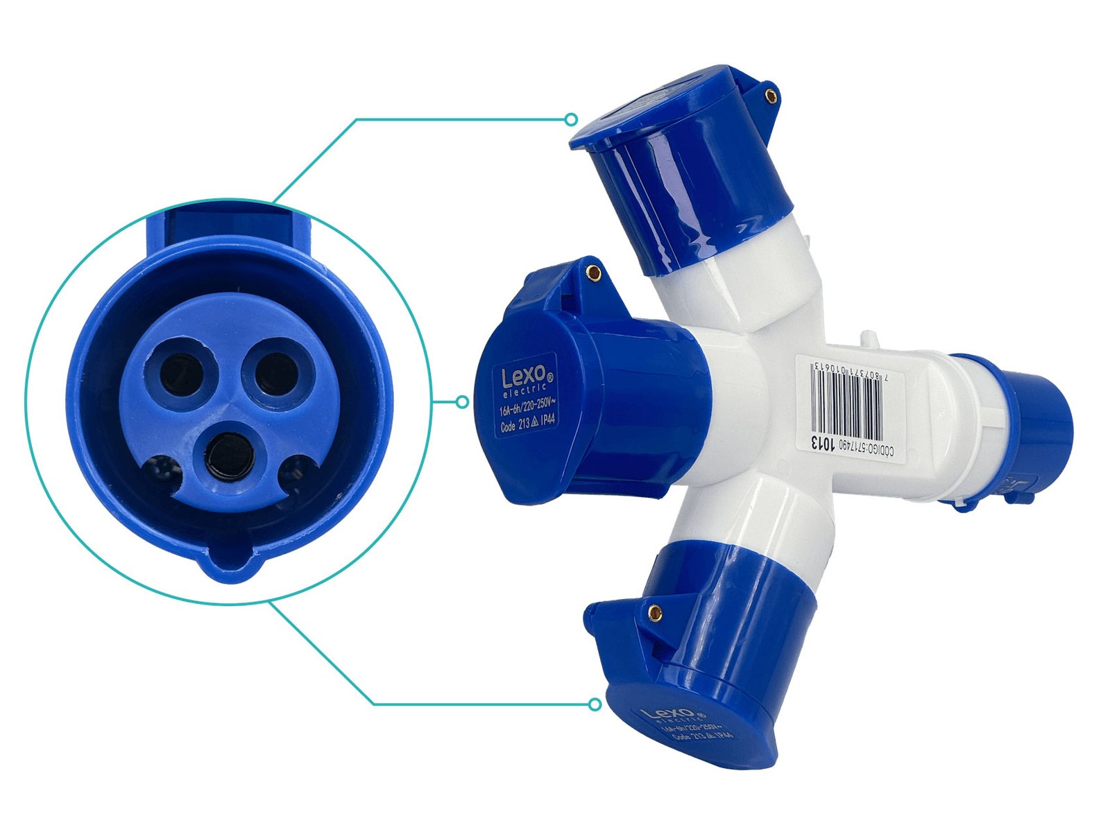 Enchufe triple flexible giratorio ultra fino 2500W HSE3C1