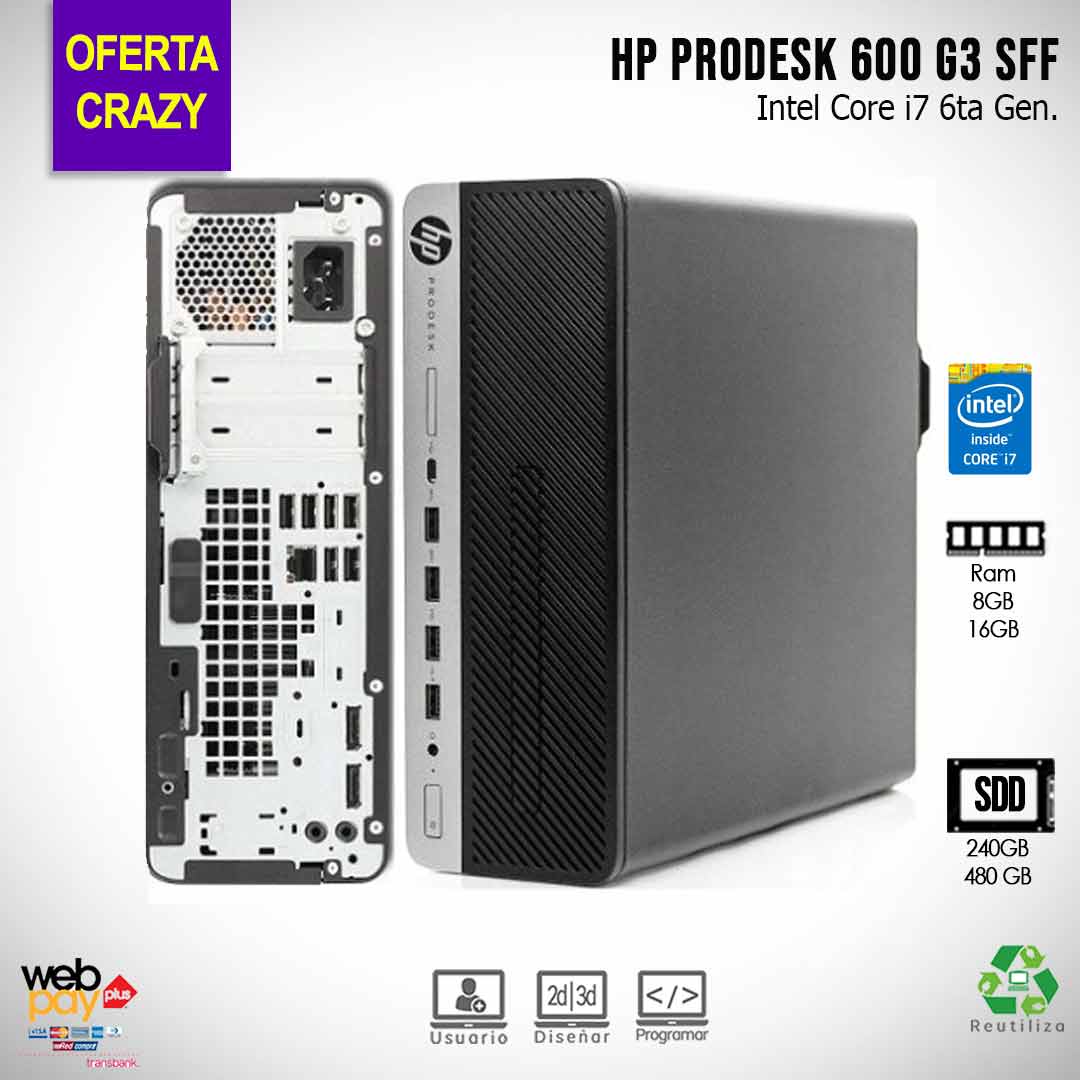 Computadora de Escritorio HP ProDesk 600 G3 DM 7ma Generación con Intel Core i5, 8GB RAM y SSD 120GB en República Dominicana