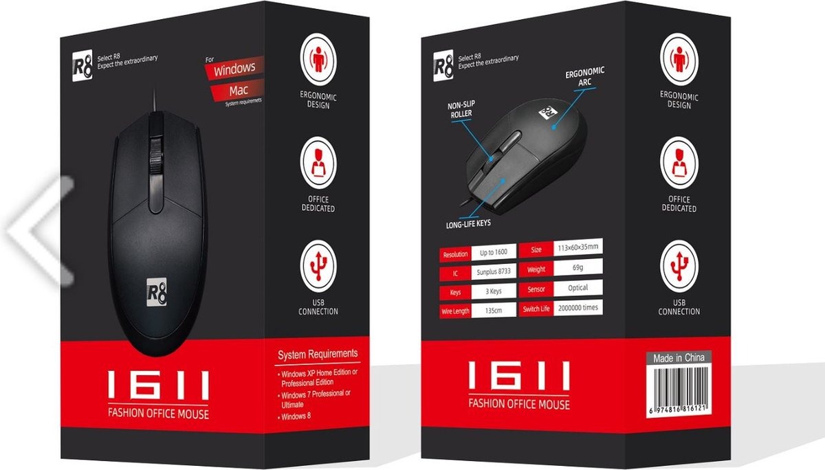 Ratón USB modelo R81611 – conexión rápida y precisa en República Dominicana